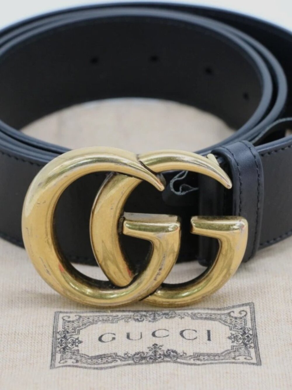 Gucci Women's GG Black Marmont Wide Belt Size 95/38 - 400593
